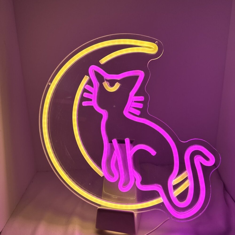 anime cat kitty luna led neon light home room decor hello kitty gift sailor moon - Picture 2 of 8